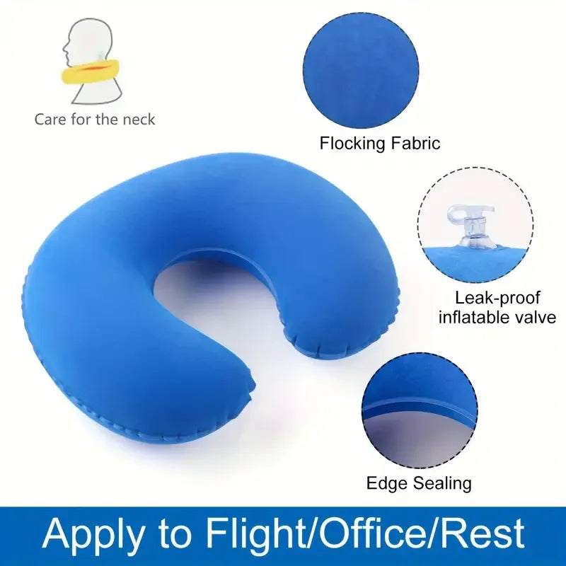 Inflatable Travel Neck Pillow: Compact, Soft & Portable Head Support for Airplanes