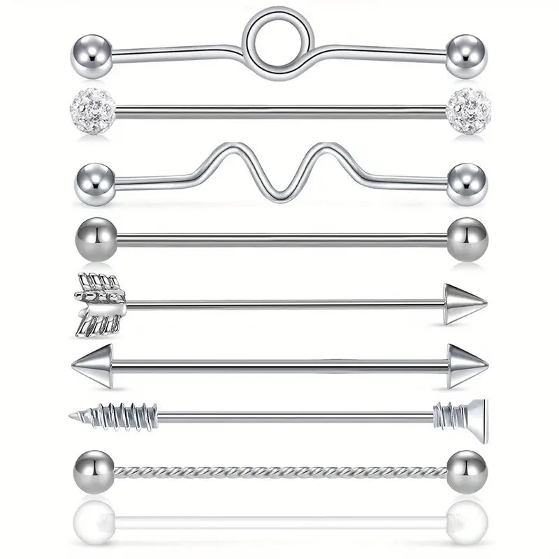Assorted Stainless Steel  Industrial Earrings - Bold & Versatile Styles