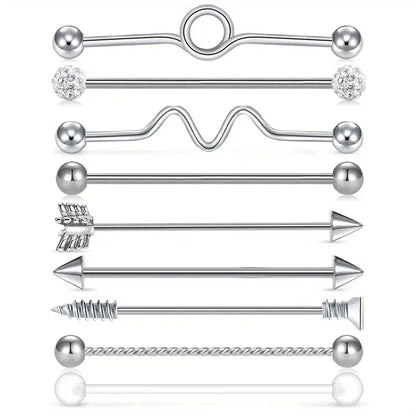 Assorted Stainless Steel  Industrial Earrings - Bold & Versatile Styles