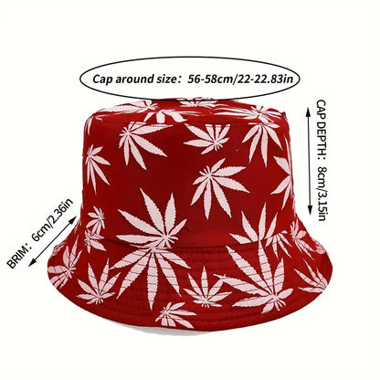 Reversible Weed Leaf Bucket Hat – Bold Cannabis Print | 58cm Unisex Fit