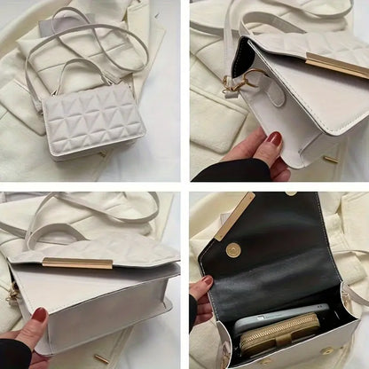 Rhombus Pattern PU Crossbody Bag – Adjustable Strap & Compact Style for Everyday Fashion