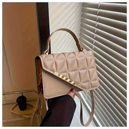 Rhombus Pattern PU Crossbody Bag – Adjustable Strap & Compact Style for Everyday Fashion