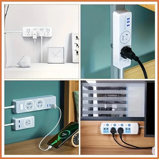 Self-Adhesive Wall-Mounted Multi Plug Holder – Slide-In Design for Easy Organization