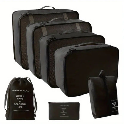 7-Piece Travel Organizer Set – Compact Storage Bags for Clothes, Toiletries & Accessories