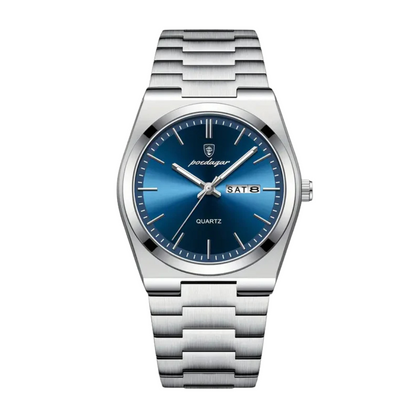 POEDAGAR Men's Luxury Quartz Watch – Stainless Steel Calendar Display