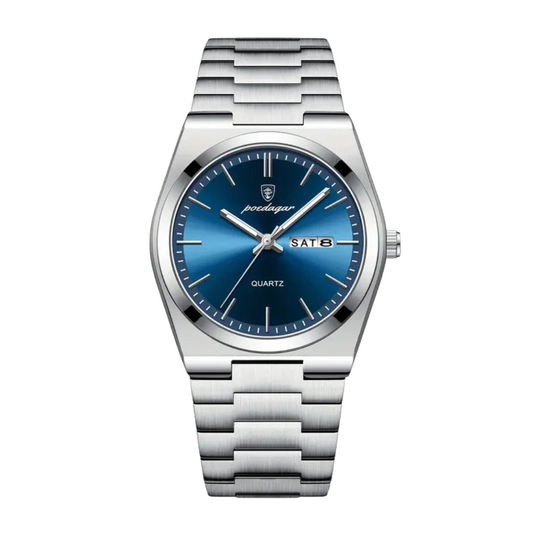 POEDAGAR Men's Luxury Quartz Watch – Stainless Steel Calendar Display