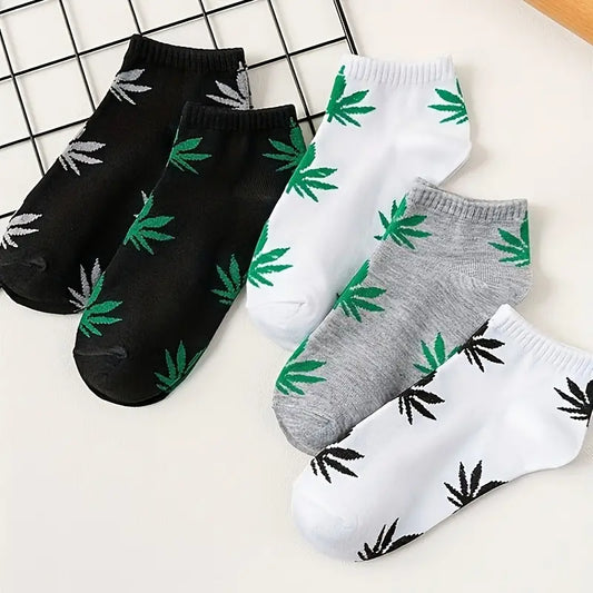 Comfy Leaf Pattern Socks – Soft, Breathable No-Show Design for Everyday Wear