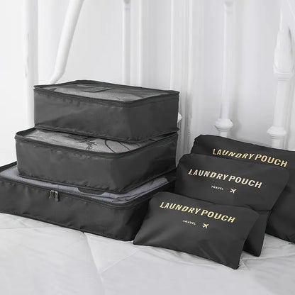 6-Piece Travel Storage Bag Set – Large Nylon & Mesh Organizers with zips