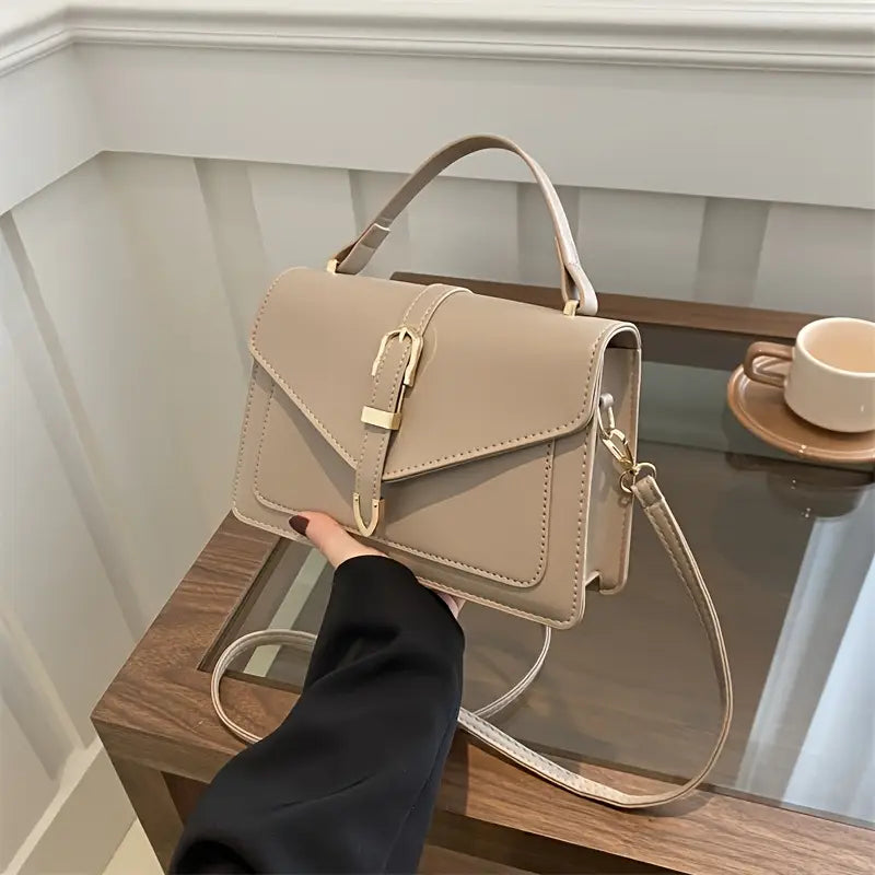 Women’s Square Crossbody Bag – Luxury Style with Detachable Gold-Tone Chain Strap