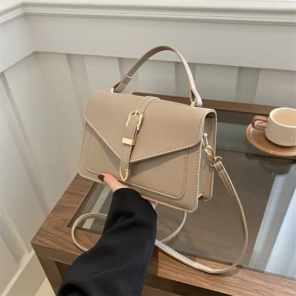 Women’s Square Crossbody Bag – Luxury Style with Detachable Gold-Tone Chain Strap