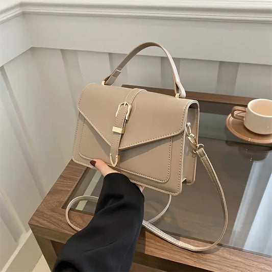 Women’s Square Crossbody Bag – Luxury Style with Detachable Gold-Tone Chain Strap