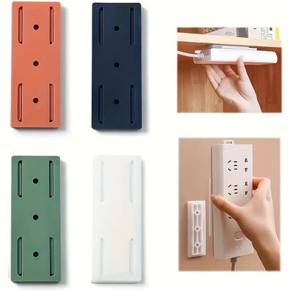 Self-Adhesive Wall-Mounted Multi Plug Holder – Slide-In Design for Easy Organization