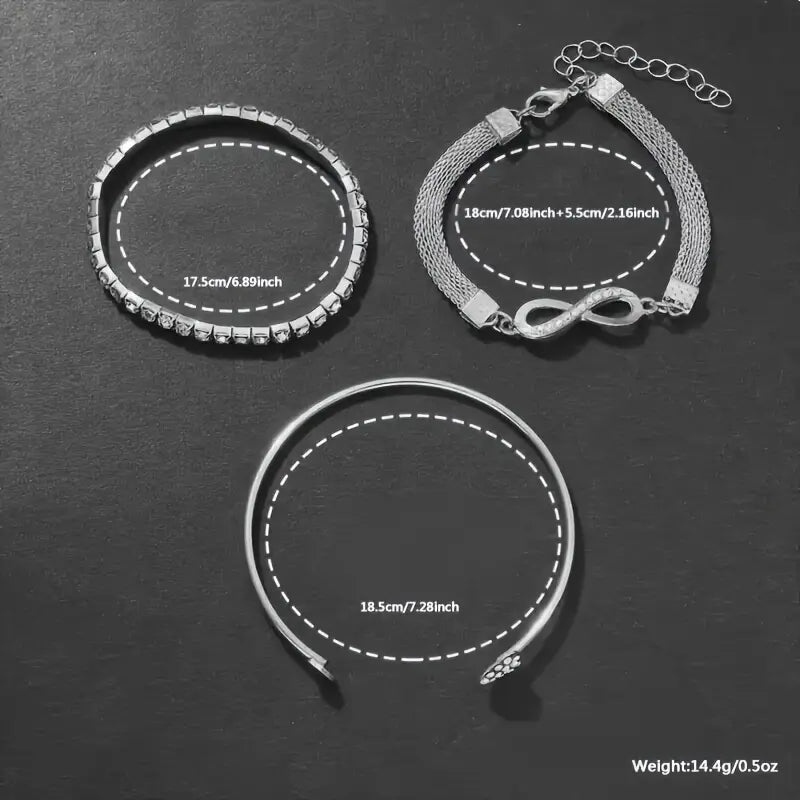 4-Peice Fashionable Women's Quartz Watch Set - Rhinestone Stainless Steel Bands
