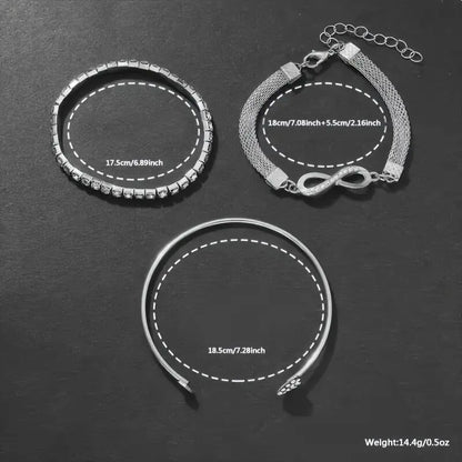 4-Peice Fashionable Women's Quartz Watch Set - Rhinestone Stainless Steel Bands