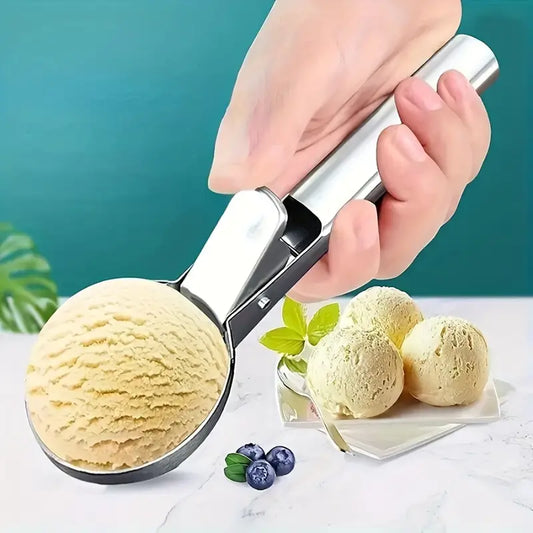 Stainless Steel Ice Cream Scoop with Lever – Perfect Round Scoops Every Time