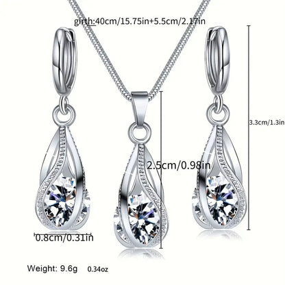 Zirconia Crystal Necklace & Earrings Set – Chic Sparkle for Any Occasion