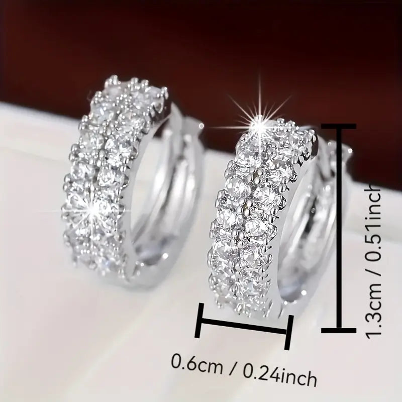 18K Gold-Plated Double Row Hoop Earrings – Copper Base, Zirconia Embellished Available in Gold & Silver